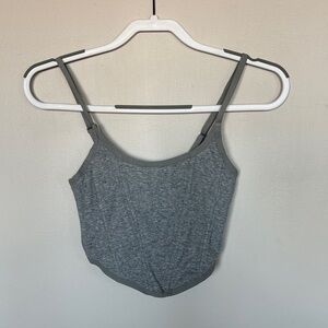 Colsie Gray Ribbed Corset Style Cami Top Size M Adjustable Straps